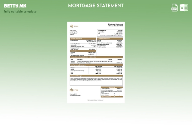 Модерен стил Исланд Квика Банки извод за хипотека Шаблон за Word и PDF